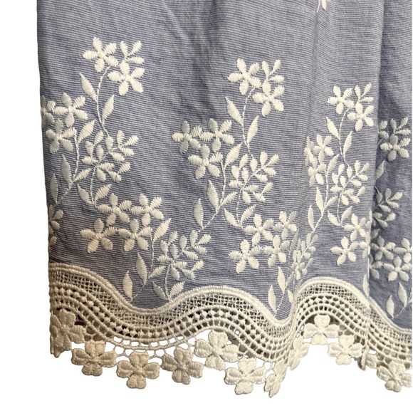 Monique Lhuillier Blue Sleeveless Embroidered Lace Poplin Midi Dress Size 14 - Picture 11 of 16